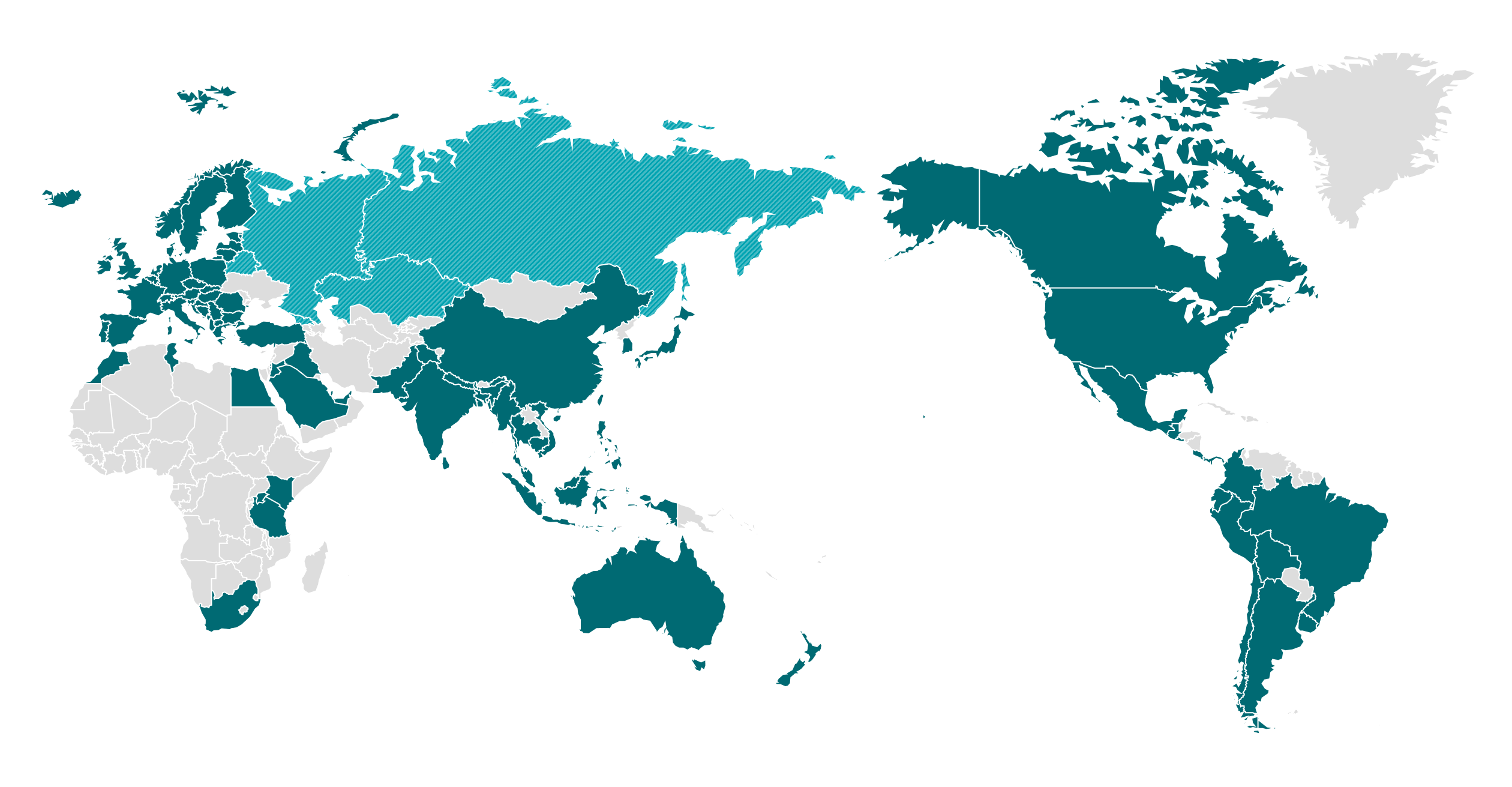 Map showing countries in CIS operating e-waste collection and recycling programs